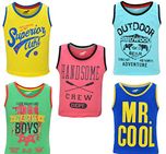 Antshrike Boys Printed Round Neck Cotton Sleeveless T-Shirt Pack of 5