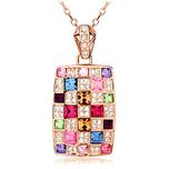Yellow Chimes Luxury Princess Multicolor Swiss AAA Zircons 18K Rose Gold Plated Pendant for Women