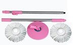 Mop 360 spin Cleaning stainless steel Rod Set(Pink)(01 set)with 02 Mop Refill