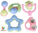 Toys Bhoomi Infant and Toddlers Bright and Colorful 5 Piece Baby Musical Rattle Playset - BPA Free, 100% Safe & Non-Toxic