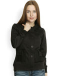 Belle Fille Women Black Hooded Jacket