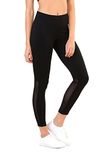 Blinkin Mesh yoga gym and active sports fitness Black Leggings tights For Women|Girls (Large)