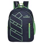 Sassie Navy Blue Green Stylish School Bag & Laptop Bag with 3 Large Compartments (SSN-1082)