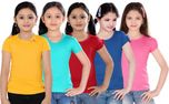 Sini Mini Casual Cotton Top(Multicolor, Pack of 5)