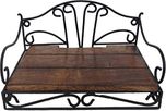 Woodenclave Wrought Iron & Wood Set Top Box Wall Stand of Metal | Brown