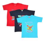 Sathiyas Boys Graphic Printed Cotton Casual T-Shirts (6-7 Years, Pack of 3)