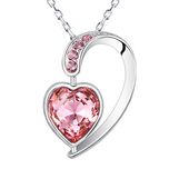 Yellow Chimes Crystals from Swarovski Heart inside Heart Designer Pink Crystal Pendant for Women and Girls