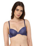 PrettySecrets Navy & White Printed Medium-Coverage Push-Up Bra