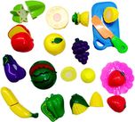 Blossom Realistic Sliceable Fruits and Vegetables Cutting Play Kitchen Set Toy (15 pcs set) with various Fruits,Vegetables,Knife,Plate and Cutting Board for Kids,Multi Color.