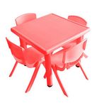 Intra Kids Strong And Sturdy School Study Table Without Chairs - Square (Red)