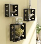 Home Sparkle Sh681 Wall Shelf, Set of 3 (Lacquer Finish, Black)