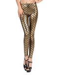 Women Mermaid Print Skinny Streachable Party Wear Ankle Length Leggings (Medium)