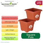 Green and Pure - Premium Quality 10 Inch Square Flower Planter | Planter Pot | Plant Containers Pack of 2 - Brown Colour