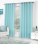 The Decor Hub Set of 2pc Premium Solid Fancy Elegant Ringtop Plain Polyester Eyelet 7ft Door Curtains - Sky Blue