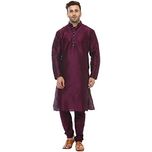 Royal Kurta Mens Silk Blend Purple Loop Button Silk Kurta Pyjama