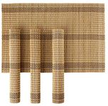 HOKIPO Wooden Dinner Table Kitchen Placemats Set, 4 Piece, Brown