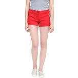 Red Cotton Lycra Hot Pant Short