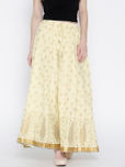 Biba Cream-Coloured Shimmer Printed Palazzos