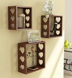 Home Sparkle Sh697 Wall Shelf, Set of 3 (Lacquer Finish, Brown)