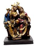Indian Hand Carved Krishna Radha Resin Idol Sculpture Statue 8 Inches