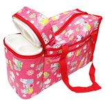 N&M Multi Purpose Baby Diaper Mother Bag With 2 Bottle Holders Red - Assorted Prints
