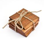 Casa Decor Wooden Drink Coasters Wood Table Coaster Set of 4 for Tea Cups Coffee Mugs Beer Cans Bar Tumblers and Water Glasses