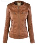 SKY LINE OCEAN Genuine Leather Jacket (100% Pure Leather & Genuine Leather) for Women TAN Brown (XL)