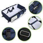 Babies Bloom Navy Blue Portable Multifunctional Baby Travel Bed Cot/Bassinet And Folding Mummy Diaper Bag