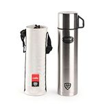 Cello Cup Style Stainless Steel Flask, 1 Litre, Silver