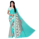 Vimalnath Synthetics Georgette Floral Print Saree (KITE4_Green)