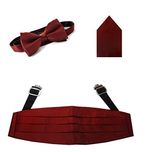His Honour Maroon Cummerbund Tuxedo with Bow Tie and Pocket Square