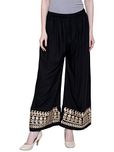 DAMEN MODE Women Rayon Jaipuri Embroidery Palazzo Sharara (Black)