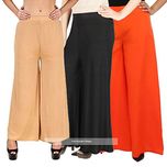 Pixie Stylish Casual Wear Pant Palazzo Combo (Pack of 3) Beige, Black and Orange - Free Size
