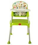 Mummamia 3 in 1 Baby High Chair Cum Study Set With Detachable Dining Plate & Cushion - Green