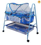 Baybee BabyNest Swing Cradle | Lightweight and Transportable with Mosquito Net-Canopy and Wheels | Suitable For Boys & Girls (Blue)