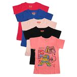 New Day Girls Cotton T-Shirt MultiColored Pack of 5 (TopMercy55-01_Multicolour_2-3 Years)