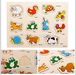 FunBlast Wooden Colorful Learning Educational Board for Kids With Knobs, Educational Learning Wooden Board Tray, SIZE- 30 X 22 CM, Available in 8 Different Variants (Animal)