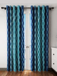 Home Sizzler Blue Set of 2 Printed Long Door Curtains