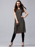 Libas Women Black Printed Straight Kurta