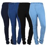 Danbro Womens Plus size Denim Jeggings Blue and Black (waist 44 inches) pack of 4
