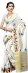 Mimosa Printed Kanjivaram Tussar Silk Saree(White)