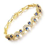 Yutii Rich Royal Blue Crystal Gold Plated High Grade Cz Designer Bracelet For Women