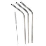 Okayji Stainless Steel Straws Set with Cleaning Brush, 3 Pieces