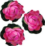 Muhil Floating Lotus Medium Pink Assorted Artificial Flower(4 inch, Pack of 3)