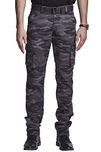 BEEVEE 100% Cotton Chemo Printed Lycra Grey Fixed Waist Cargo with Belt(FMCR1779GREY_38)