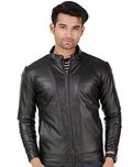 Faux Leather Black Jacket for Man-XXXL