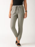 ETHER Grey Polyester Cuffed Trousers