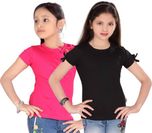 Sini Mini Girls Casual Cotton Top(Multicolor, Pack of 2)