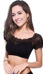 Bahucharaji Creation Black Lace Bra cum Readymade Blouse with sleeves And Padded (Free Size)