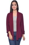 Frenchtrendz Women Viscose Crepe Shrug (Dark Maroon, Large)